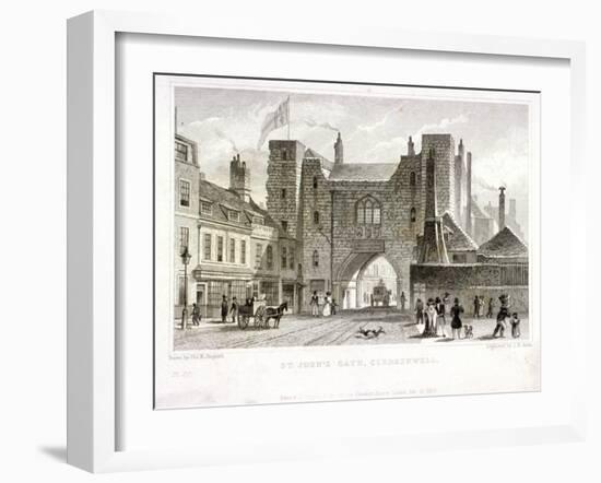 St John's Gate, Clerkenwell, London, 1829-James B Allen-Framed Giclee Print