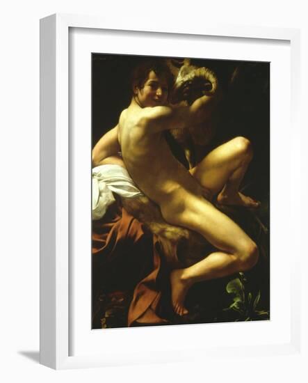 St John the Baptist, 1602-Caravaggio-Framed Giclee Print