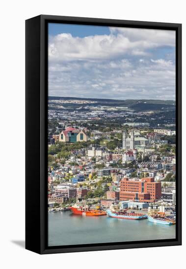 St. Johns Harbour and Downtown Area, St. John'S, Newfoundland, Canada, North America-Michael Nolan-Framed Stretched Canvas