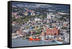 St. Johns Harbour and Downtown Area, St. John'S, Newfoundland, Canada, North America-Michael Nolan-Framed Stretched Canvas