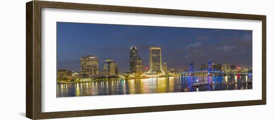 St. Johns River and Jacksonville skyline at twilight. Jacksonville, Florida.-Richard & Susan Day-Framed Photographic Print