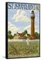 St. Johns River Lighthouse - Jacksonville, Florida-Lantern Press-Framed Stretched Canvas