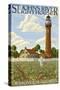 St. Johns River Lighthouse - Jacksonville, Florida-Lantern Press-Stretched Canvas