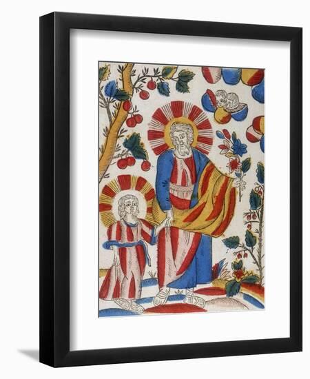 St Joseph and Jesus, His Son, Walking Hand-In-Hand, 18th Century-null-Framed Premium Giclee Print