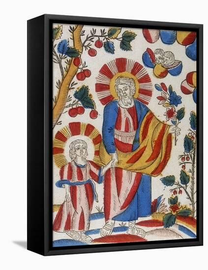 St Joseph and Jesus, His Son, Walking Hand-In-Hand, 18th Century-null-Framed Stretched Canvas