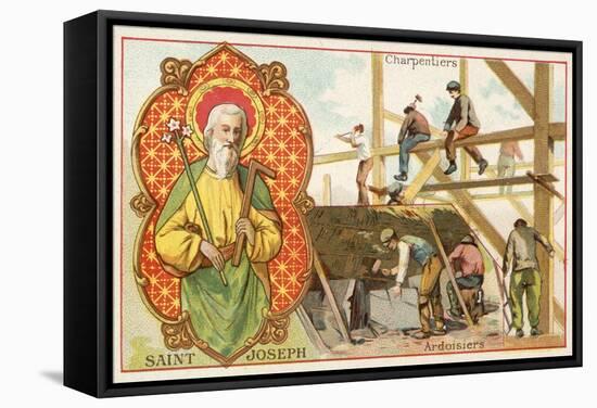 St Joseph, Patron Saint of Carpenters and Roofers-null-Framed Stretched Canvas