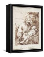 St. Joseph with the Sleeping Christ Child-Bartolome Esteban Murillo-Framed Stretched Canvas