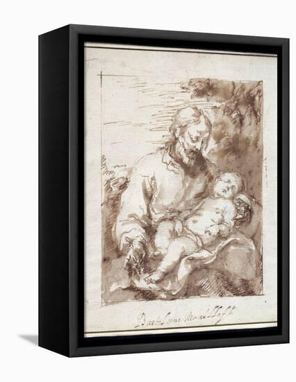 St. Joseph with the Sleeping Christ Child-Bartolome Esteban Murillo-Framed Stretched Canvas