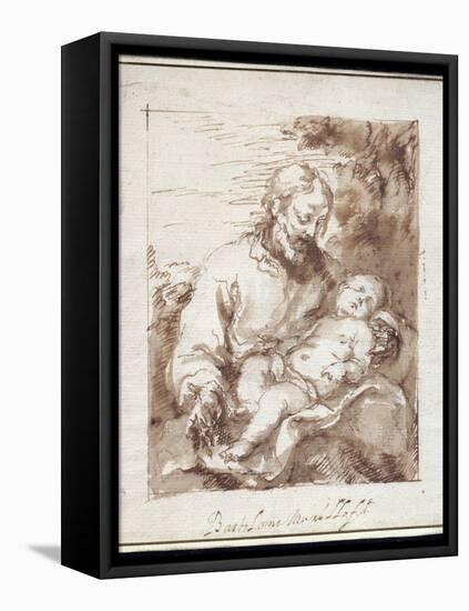 St. Joseph with the Sleeping Christ Child-Bartolome Esteban Murillo-Framed Stretched Canvas