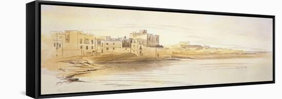 St Julian's Bay, Malta, 1866 (Pen and Brown Ink with Graphite and Watercolours on Off-White Paper)-Edward Lear-Framed Stretched Canvas