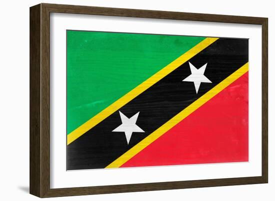 St. Kitts And Nevis Flag Design with Wood Patterning - Flags of the World Series-Philippe Hugonnard-Framed Art Print