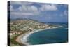 St. Kitts and Nevis, St. Kitts. Frigate Bay of the South Peninsula from Sir Timothy's Hill, morning-Walter Bibikow-Stretched Canvas