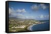 St. Kitts and Nevis, St. Kitts. Frigate Bay of the South Peninsula from Sir Timothy's Hill, morning-Walter Bibikow-Framed Stretched Canvas