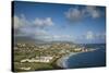 St. Kitts and Nevis, St. Kitts. Frigate Bay of the South Peninsula from Sir Timothy's Hill, morning-Walter Bibikow-Stretched Canvas