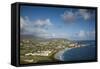 St. Kitts and Nevis, St. Kitts. Frigate Bay of the South Peninsula from Sir Timothy's Hill, morning-Walter Bibikow-Framed Stretched Canvas