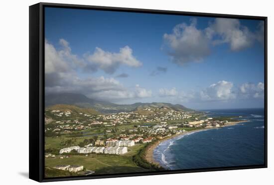 St. Kitts and Nevis, St. Kitts. Frigate Bay of the South Peninsula from Sir Timothy's Hill, morning-Walter Bibikow-Framed Stretched Canvas