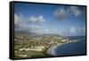 St. Kitts and Nevis, St. Kitts. Frigate Bay of the South Peninsula from Sir Timothy's Hill, morning-Walter Bibikow-Framed Stretched Canvas