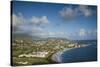 St. Kitts and Nevis, St. Kitts. Frigate Bay of the South Peninsula from Sir Timothy's Hill, morning-Walter Bibikow-Stretched Canvas