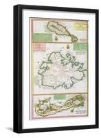 St. Kitts, Antigua and Bermuda, detail from a map of English Colonies in Caribbean-null-Framed Premium Giclee Print