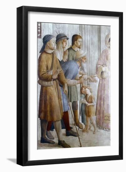 St Laurence Giving Alms to the Poor' (Detail), Mid 15th Century-Fra Angelico-Framed Giclee Print