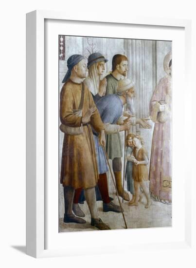 St Laurence Giving Alms to the Poor' (Detail), Mid 15th Century-Fra Angelico-Framed Giclee Print