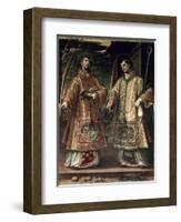 St. Lawrence and St. Stephen, 1580-Alonso Sanchez Coello-Framed Giclee Print