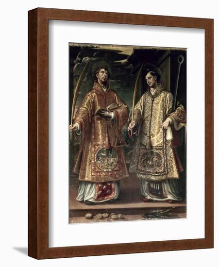 St. Lawrence and St. Stephen, 1580-Alonso Sanchez Coello-Framed Giclee Print