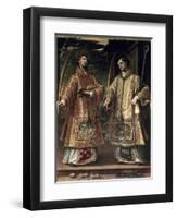 St. Lawrence and St. Stephen, 1580-Alonso Sanchez Coello-Framed Giclee Print