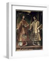 St. Lawrence and St. Stephen, 1580-Alonso Sanchez Coello-Framed Giclee Print