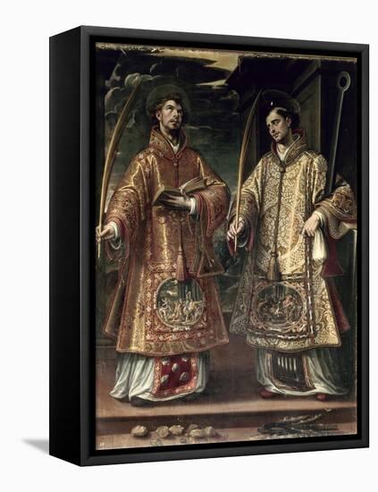 St. Lawrence and St. Stephen, 1580-Alonso Sanchez Coello-Framed Stretched Canvas