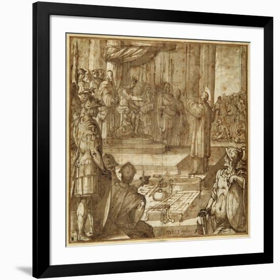 St Lawrence Discourses in the Presence of the Prefect Decius, 1581-Antonio Tempesta-Framed Giclee Print