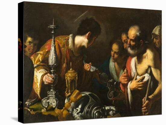 St. Lawrence Distributing the Treasures of the Church, c.1625-Bernardo Strozzi-Stretched Canvas