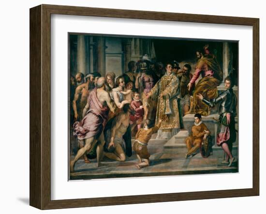 St Lawrence Giving Out Alms-Palma Il Giovane-Framed Giclee Print