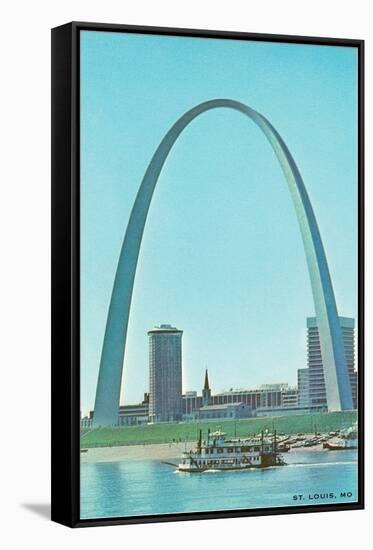 St. Louis Arch and Mississippi River-null-Framed Stretched Canvas