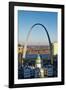 St. Louis arch with Old Courthouse and Mississippi River, MO-null-Framed Photographic Print