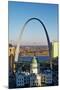 St. Louis arch with Old Courthouse and Mississippi River, MO-null-Mounted Photographic Print