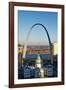 St. Louis arch with Old Courthouse and Mississippi River, MO-null-Framed Photographic Print