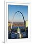 St. Louis arch with Old Courthouse and Mississippi River, MO-null-Framed Photographic Print