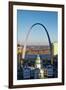 St. Louis arch with Old Courthouse and Mississippi River, MO-null-Framed Photographic Print