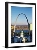 St. Louis arch with Old Courthouse and Mississippi River, MO-null-Framed Premium Photographic Print