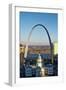 St. Louis arch with Old Courthouse and Mississippi River, MO-null-Framed Premium Photographic Print