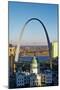 St. Louis arch with Old Courthouse and Mississippi River, MO-null-Mounted Premium Photographic Print