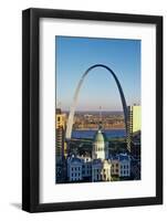 St. Louis arch with Old Courthouse and Mississippi River, MO-null-Framed Photographic Print