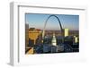 St. Louis arch with Old Courthouse and Mississippi River, MO-null-Framed Photographic Print