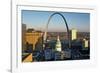 St. Louis arch with Old Courthouse and Mississippi River, MO-null-Framed Photographic Print