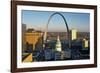 St. Louis arch with Old Courthouse and Mississippi River, MO-null-Framed Photographic Print