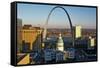 St. Louis arch with Old Courthouse and Mississippi River, MO-null-Framed Stretched Canvas