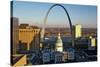 St. Louis arch with Old Courthouse and Mississippi River, MO-null-Stretched Canvas