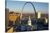 St. Louis arch with Old Courthouse and Mississippi River, MO-null-Stretched Canvas