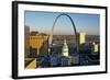 St. Louis arch with Old Courthouse and Mississippi River, MO-null-Framed Photographic Print